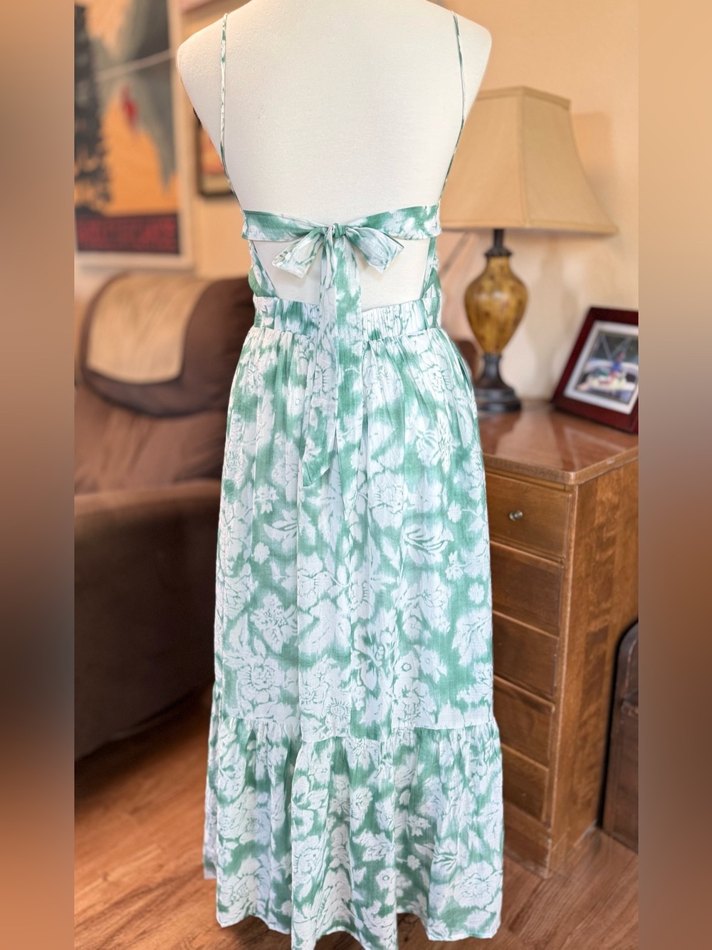 NEW Forest Green Floral Halter Maxi Dress - Picture 5 of 8